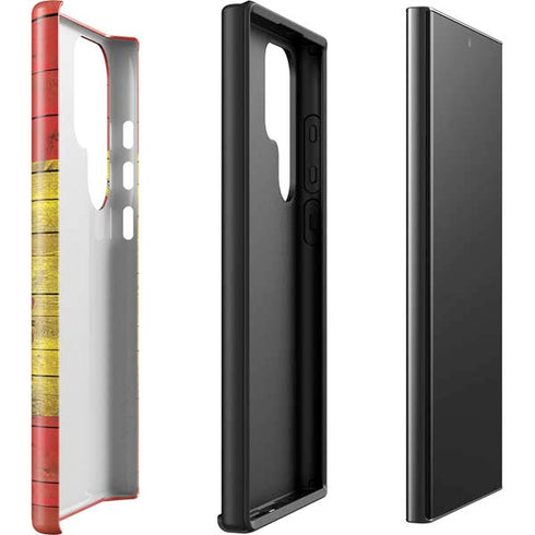 Spain Flag Dark Wood Galaxy S23 Ultra Pro Case